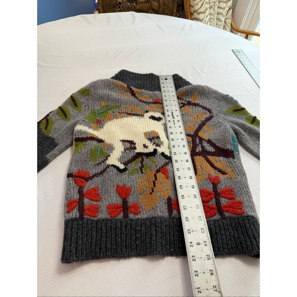 Leifsdottir Anthropologie Embroidered Monkey Jungle Sweater Cardigan Size Medium - Picture 12 of 13